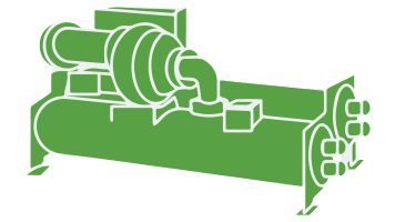 Green icon drawing of a water-cooler chiller