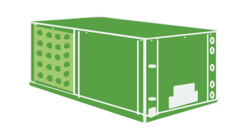 Green icon drawing of a heat pump