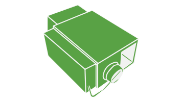 Green icon drawing of a VAV box
