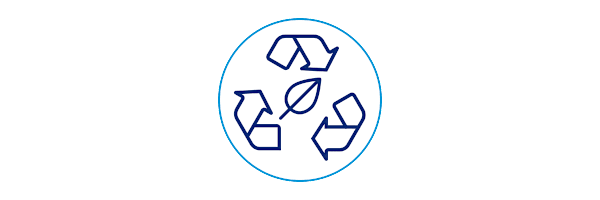 Carrier Truck Icon Recycle and Sustainability dark blue in light blue circle