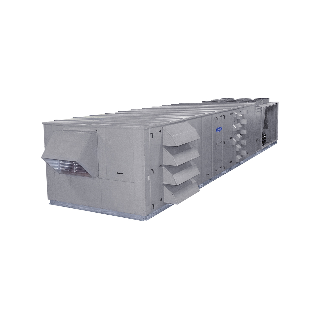 Carrier N Series rooftop units are pre-wired and factory-tested in both cooling and heating modes. All 50N models feature a double wall foam panel cabinet design with hinged man-sized access panels. 