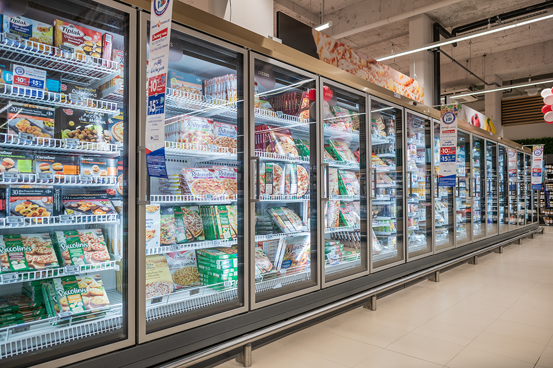 vertical freezer for supermarket