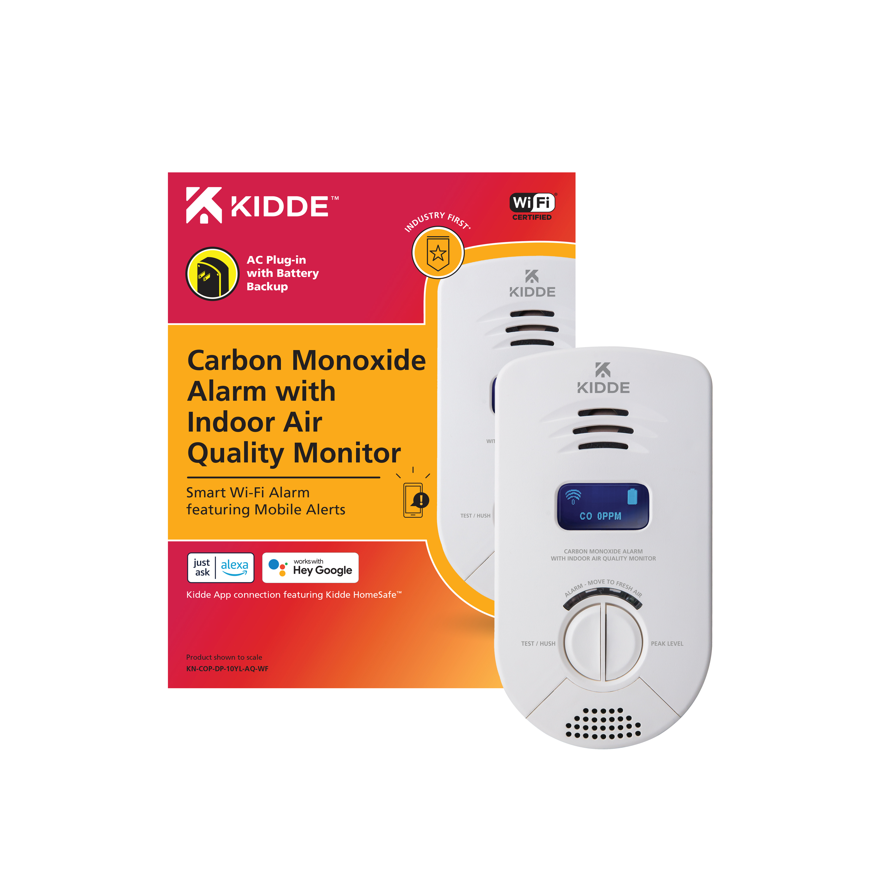 Smart WiFi Smoke & Carbon Monoxide Detector, Battery Backup, App