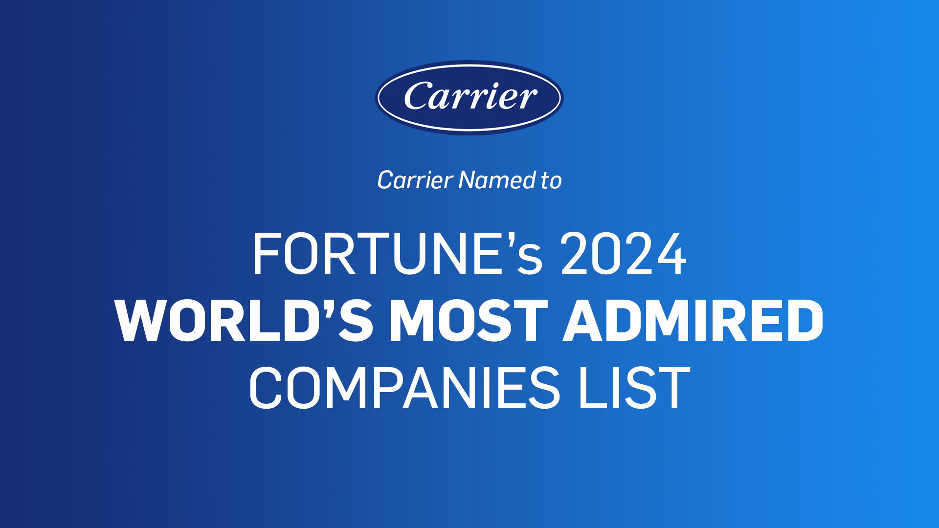 Carrier Named to Fortune’s World’s Most Admired Companies 2024 List 