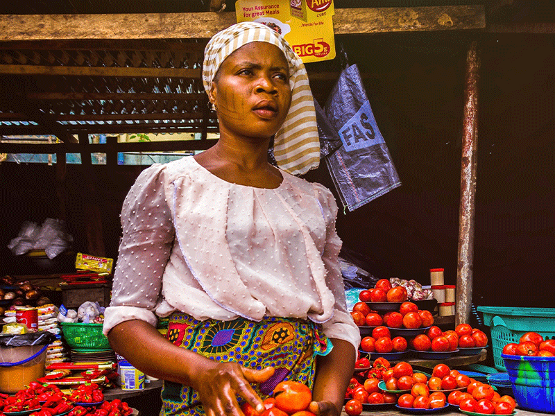 Woman in farmer's market