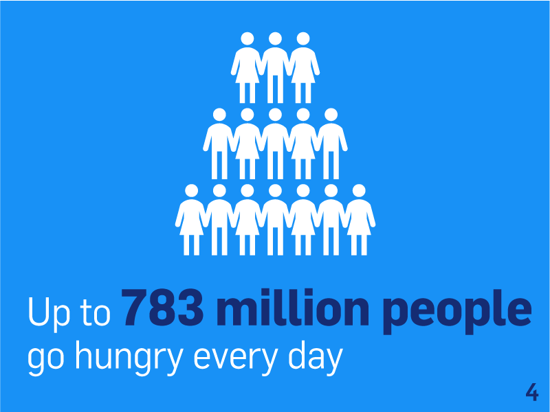 Up to 783 million people go hungry every day