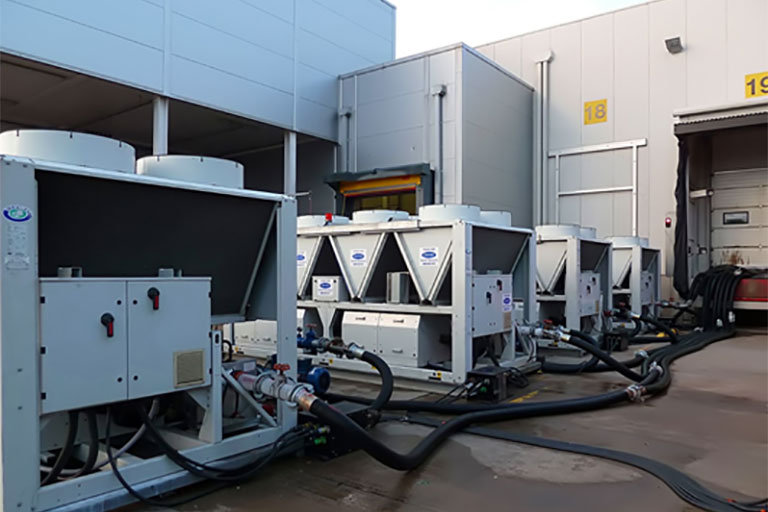 Carrier rental equipment behind a studio