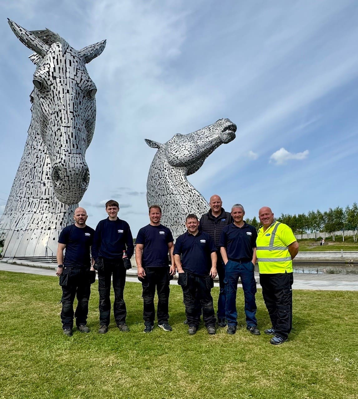 The Rentals team in Falkirk stopping for a photo in front of the Kelpies sculptures The Rentals team in Falkirk stopping for a photo in front of the Kelpies sculptures