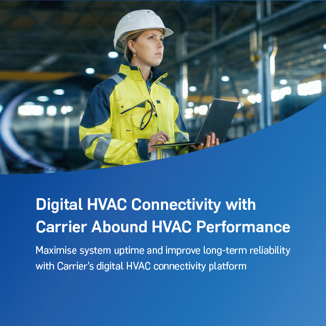 Mobile interface demonstrating Carrier's digital HVAC connectivity through Abound HVAC Performance