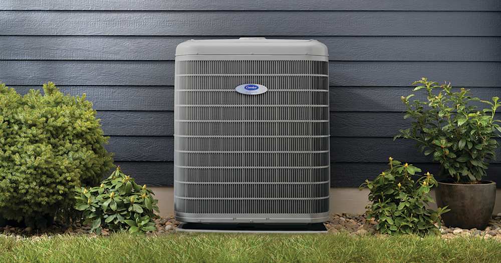 an energy efficient hvac system sits outside of home