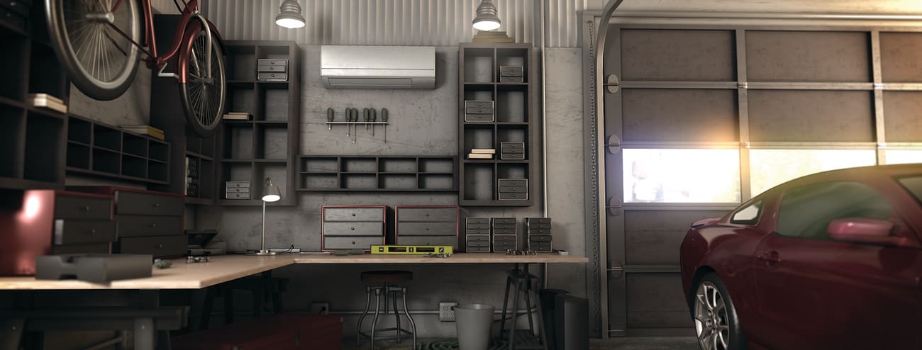 mini split air conditioning installed in garage shows what is a ductless air conditioner