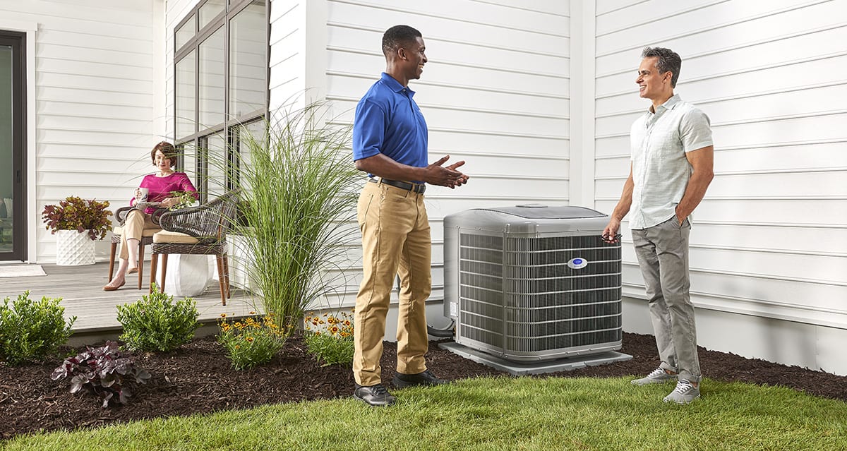 a carrier dealer explains the phase out of freon ac refrigerant to a homeowner
