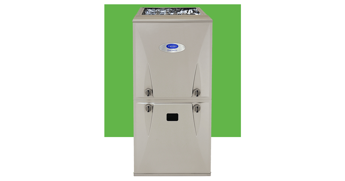 carrier furnace with a background of a green block