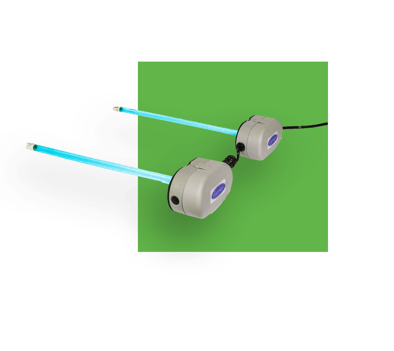 uv light for hvac with green block