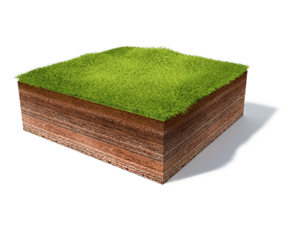 grass and dirt underneath representing geothermal heating