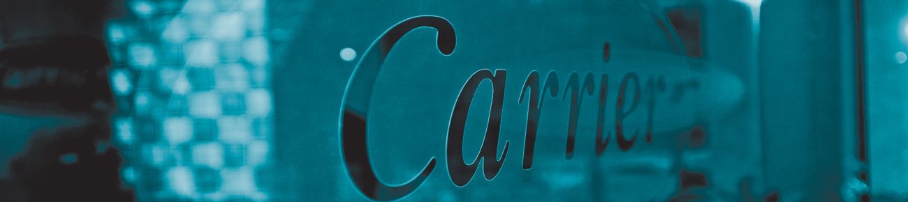 Carrier logo on glass door