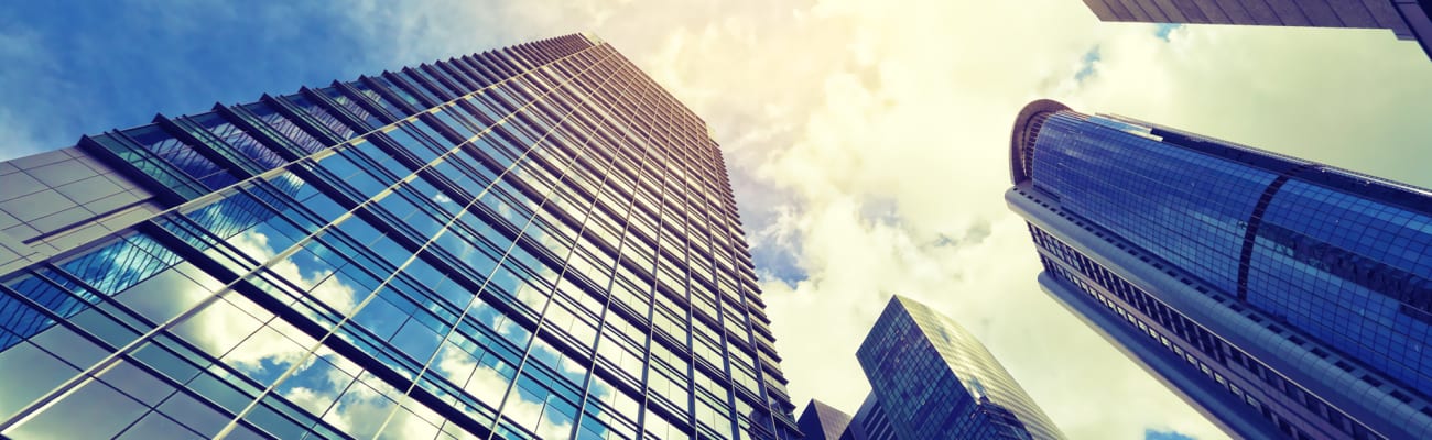 carrier-group-of-highrise-buildings-in-city-looking-up