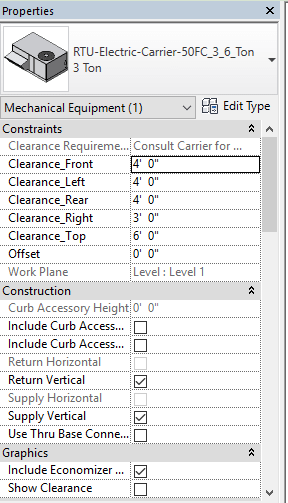 Small Rooftop Revit Properties Screen