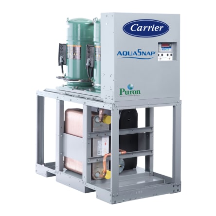 AquaSnap® 30MP packaged liquid and condenserless chillers feature a compact modular design that makes them ideal for easy replacement, retrofit, or new construction applications.