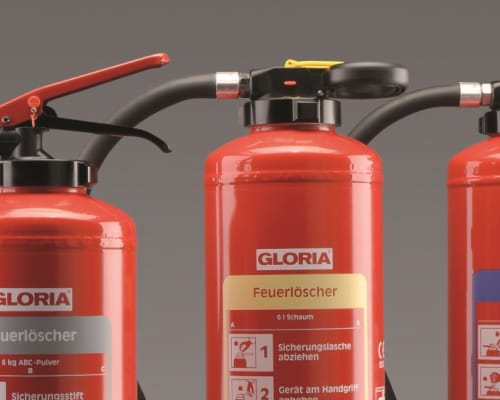 Gloria P6PRO – Auflade-Pulver Feuerlöscher (ABC) mit Wandhalter, einsetzbar  an elektrischen Anlagen, frostsicher, EN3, 6 kg, 10 LE