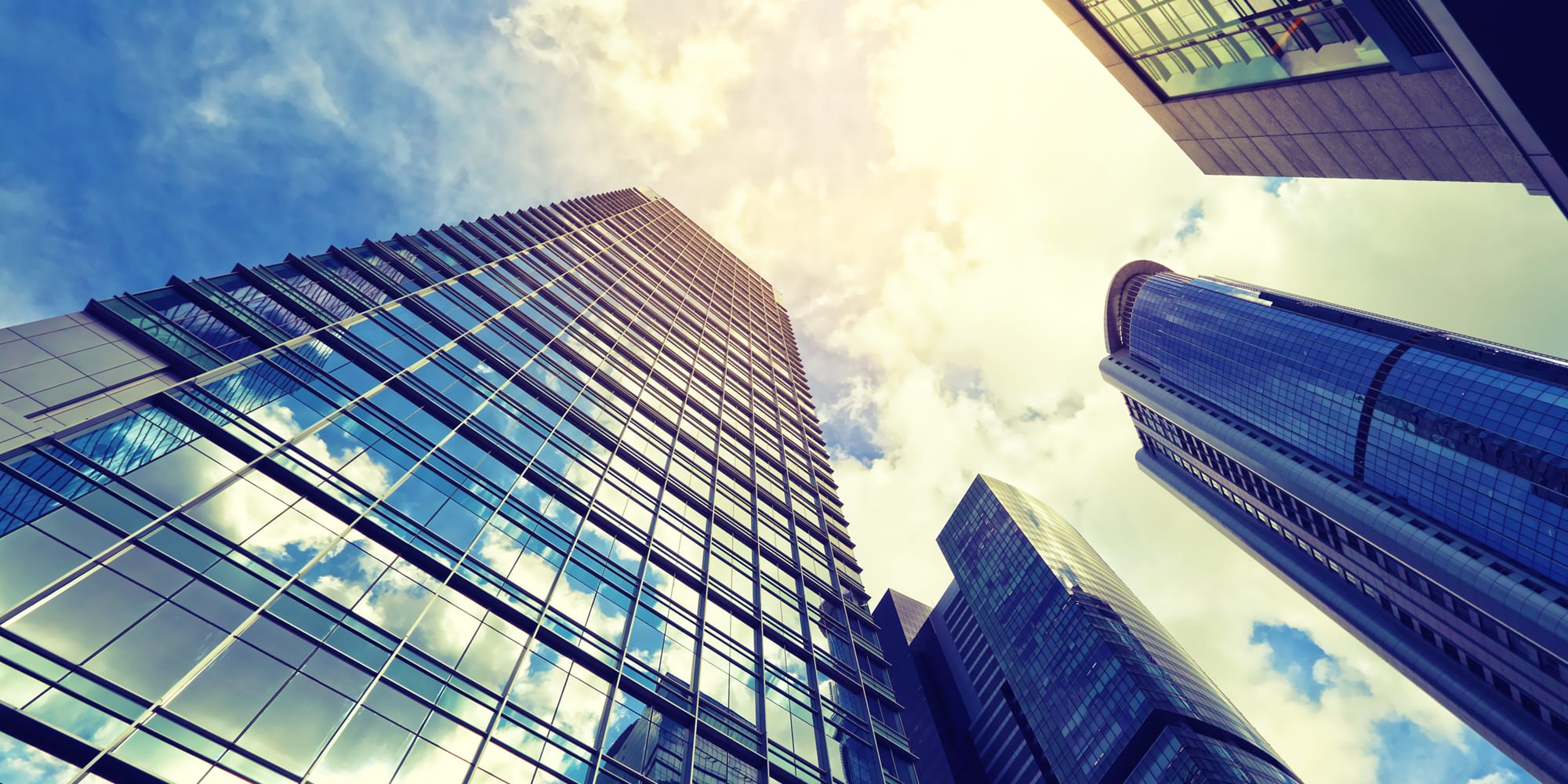carrier-group-of-highrise-buildings-in-city-looking-up