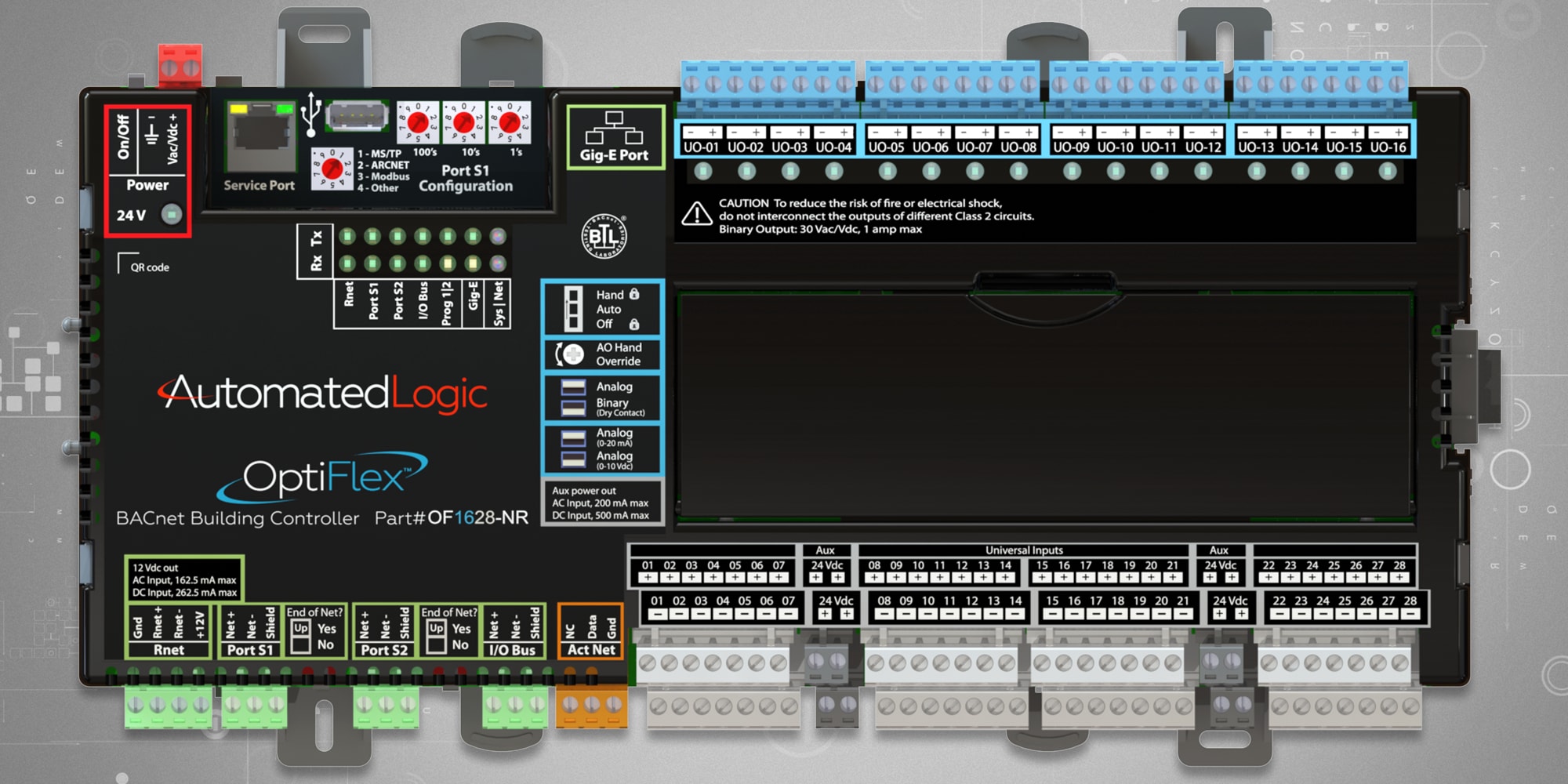 OptiFlex BACnet Building Controller Model OF1628 - Our fully programmable line of controllers are perfectly suited to a wide range of HVAC applications