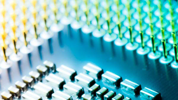 Abstract graphic closeup of a processor chip