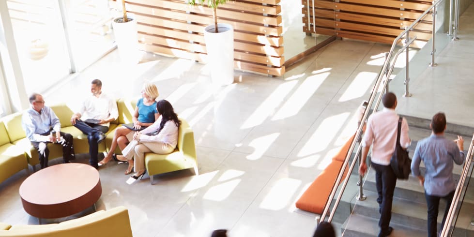 Healthy Buildings Photo of Employees in an Office Building, Carrier Corporation, Sustainable Buildings, Healthy Indoor Air Quality