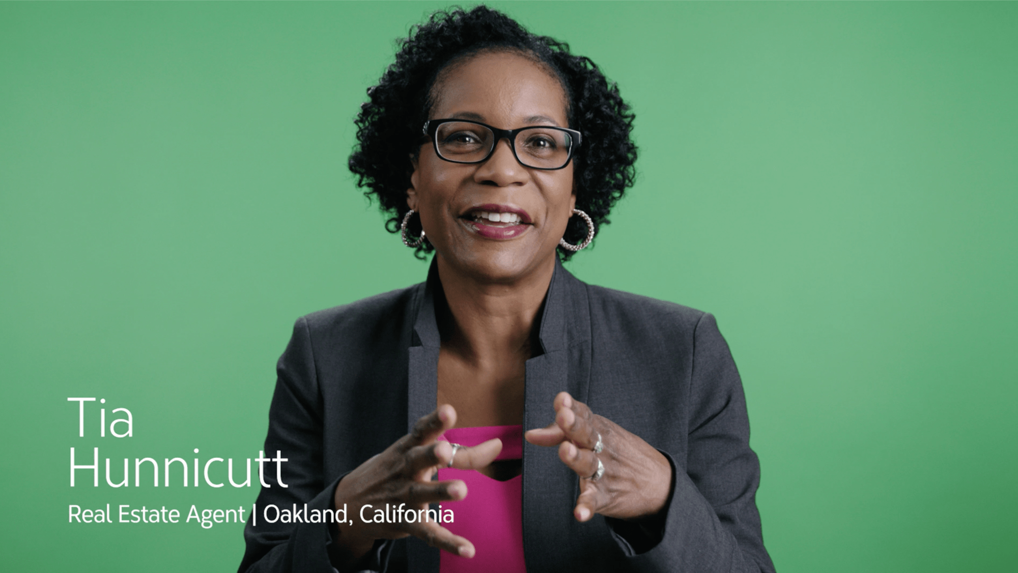 Smiling African American real estate agent Tia Hunnicutt