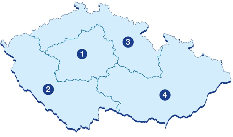 Mapa prodejních regionů České republiky