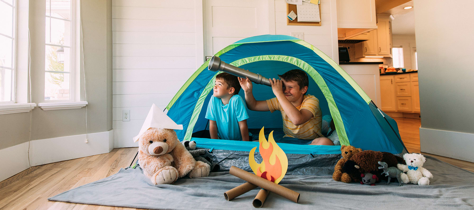 what-is-central-air two boys play in a tent in a home with a central air conditioning system, or central air systems