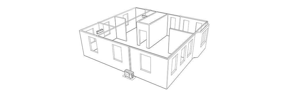 a graphic showing where mini splits more efficient than central air in a home