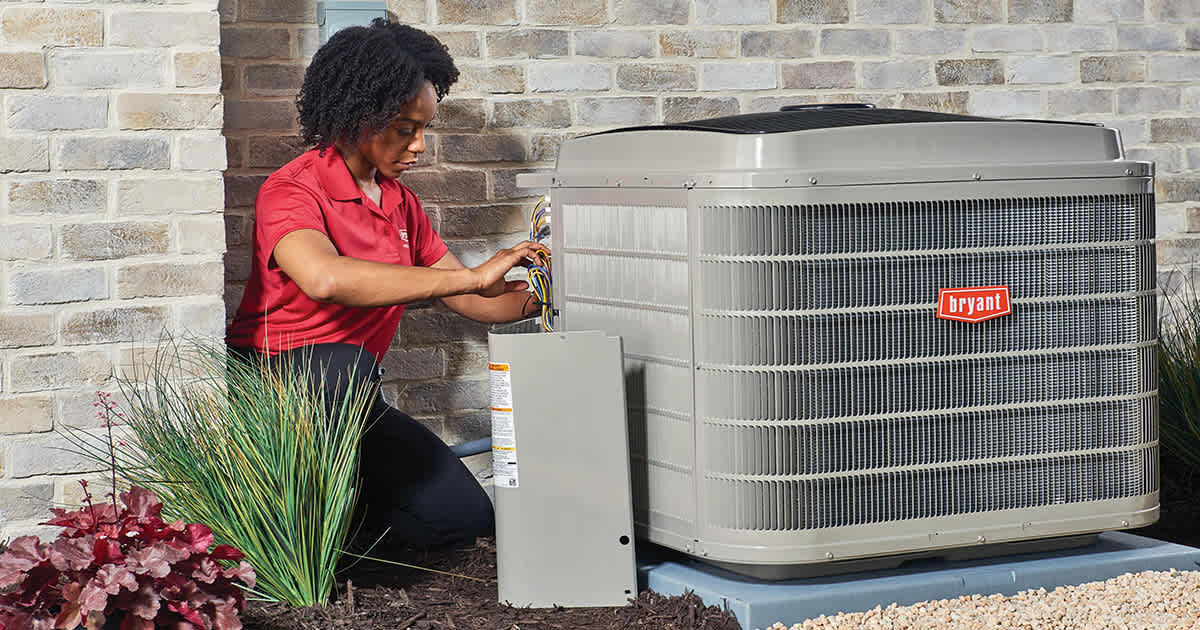 a bryant dealer finishes installation of 3 ton air conditioner