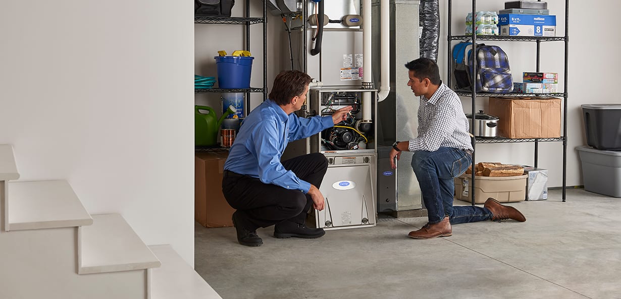 carrier dealer talks to homeowner after forced air furnace installation carrier dealer talks to homeowner after forced air furnace installation