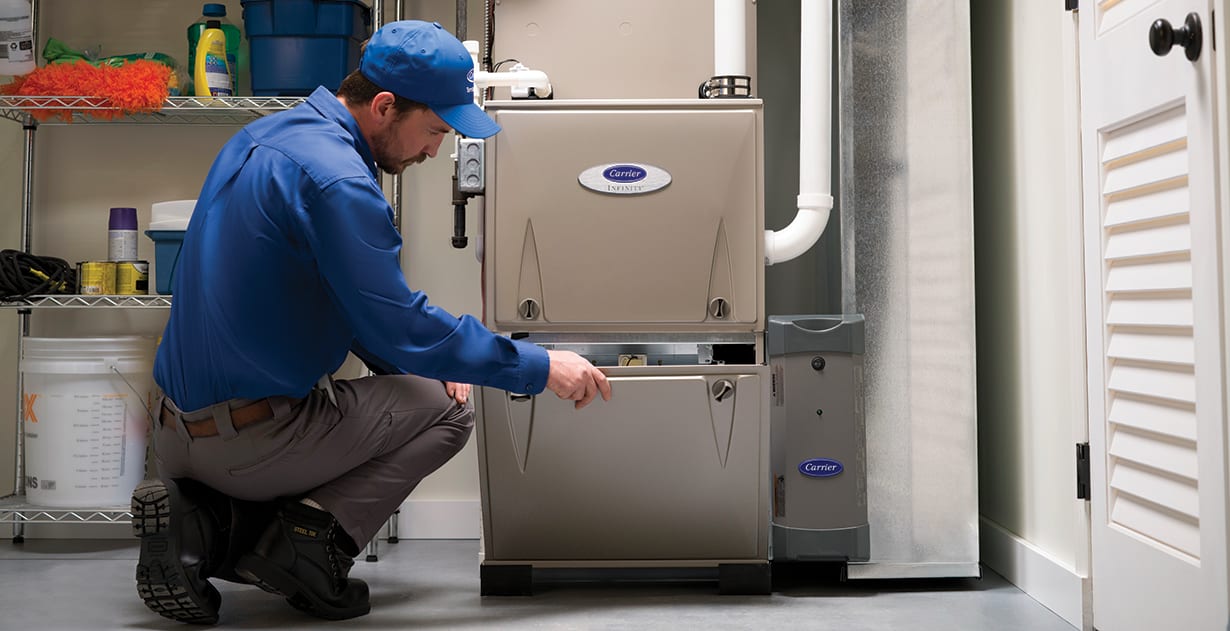a carrier dealer performs a gas furnace installation a carrier dealer performs a gas furnace installation