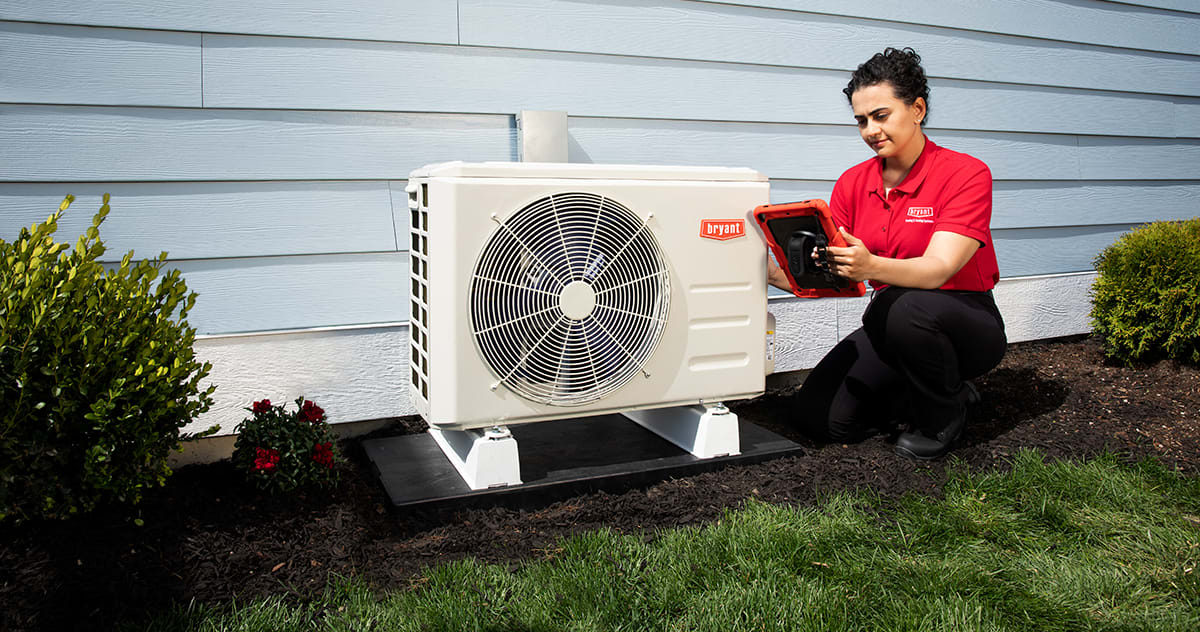 bryant dealer finishes performing ductless heat pump installation
