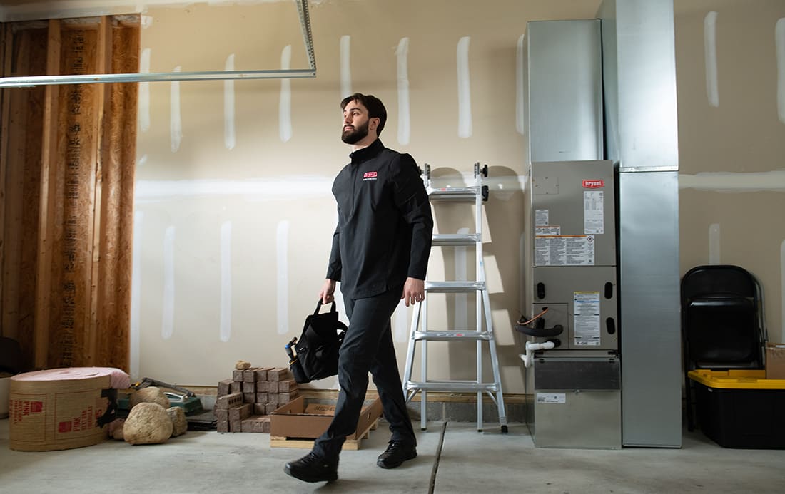 a bryant dealer finishes performing emergency hvac repair