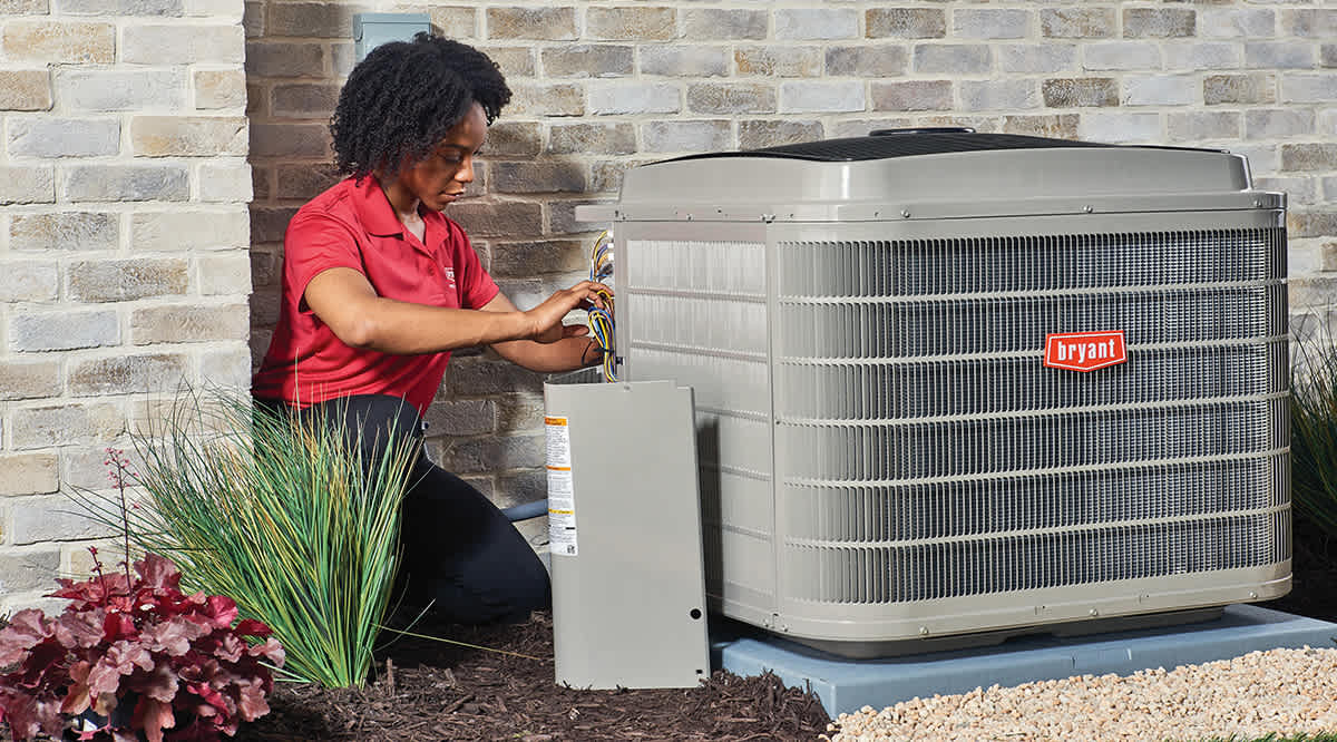 a bryant dealer finishes variable speed heat pump installation