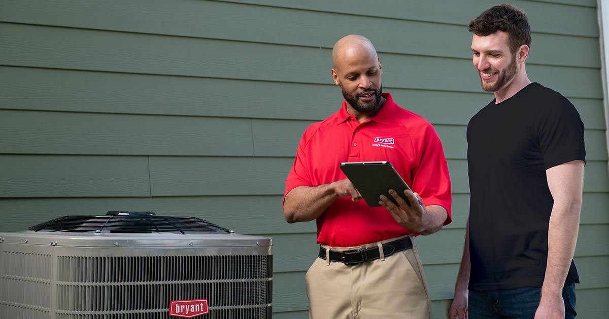 bryant dealer shows homeowner what size heat pump do i need