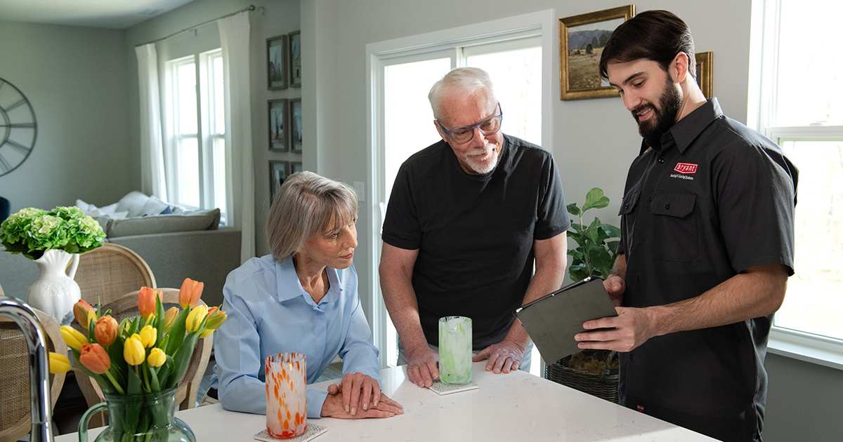a bryant dealer shows homeowners gas valve for furnace on ipad
