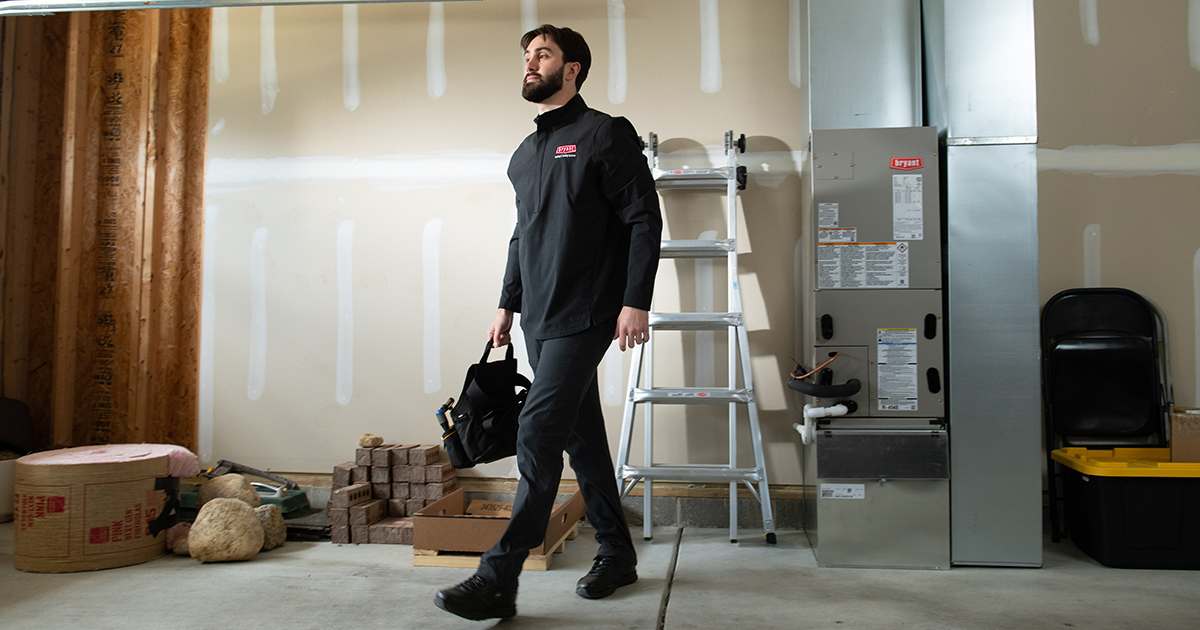 a bryant dealer finishes performing hvac installation