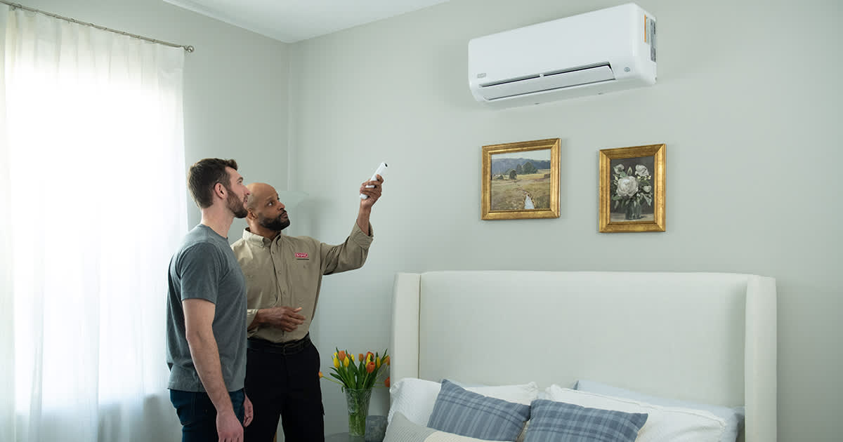 a bryant dealer discusses small mini splits with homeowner