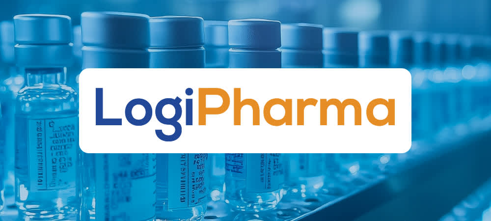 LogiPharma USA logo over background of vials