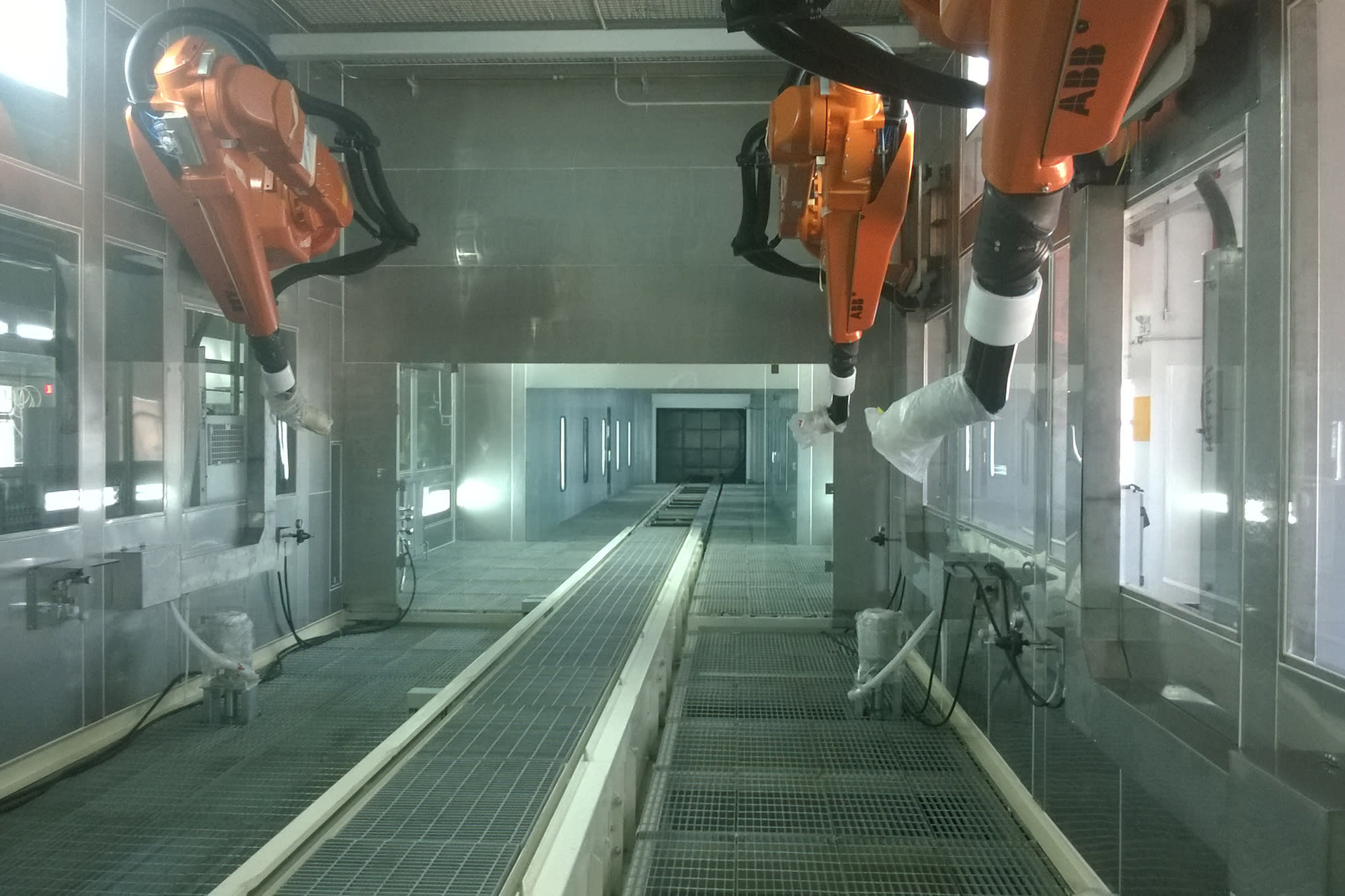 A photo of a paint line on automotive factory A photo of a paint line on automotive factory