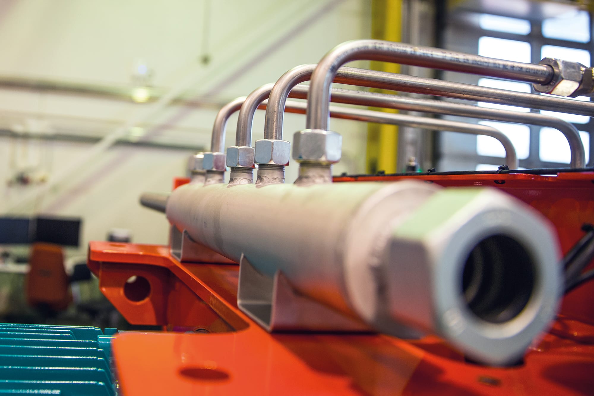 A Marioff HI-FOG Electric Pump Unit high-pressure manifold.