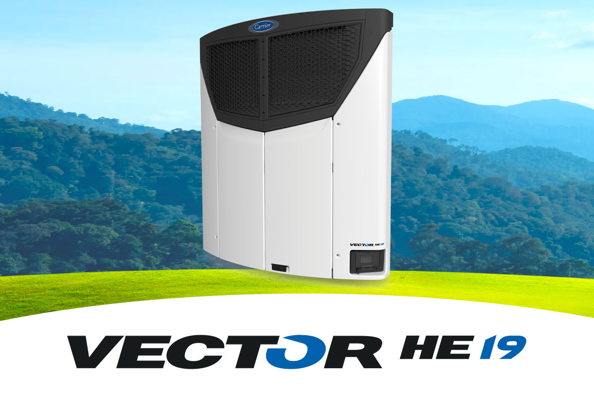 Carrier Vector HE 19 Trailer Refrigeration Unit graphic with logo