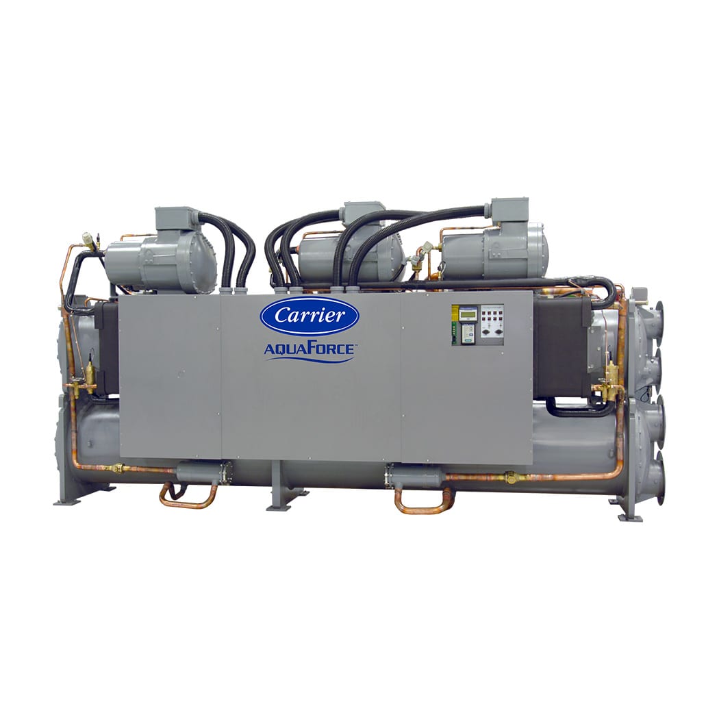 The 30HX units are high-efficiency, indoor water-cooled or condenserless chillers.