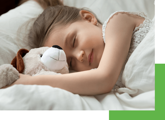 girl peacefully sleeping with thanks to home comfort innovation