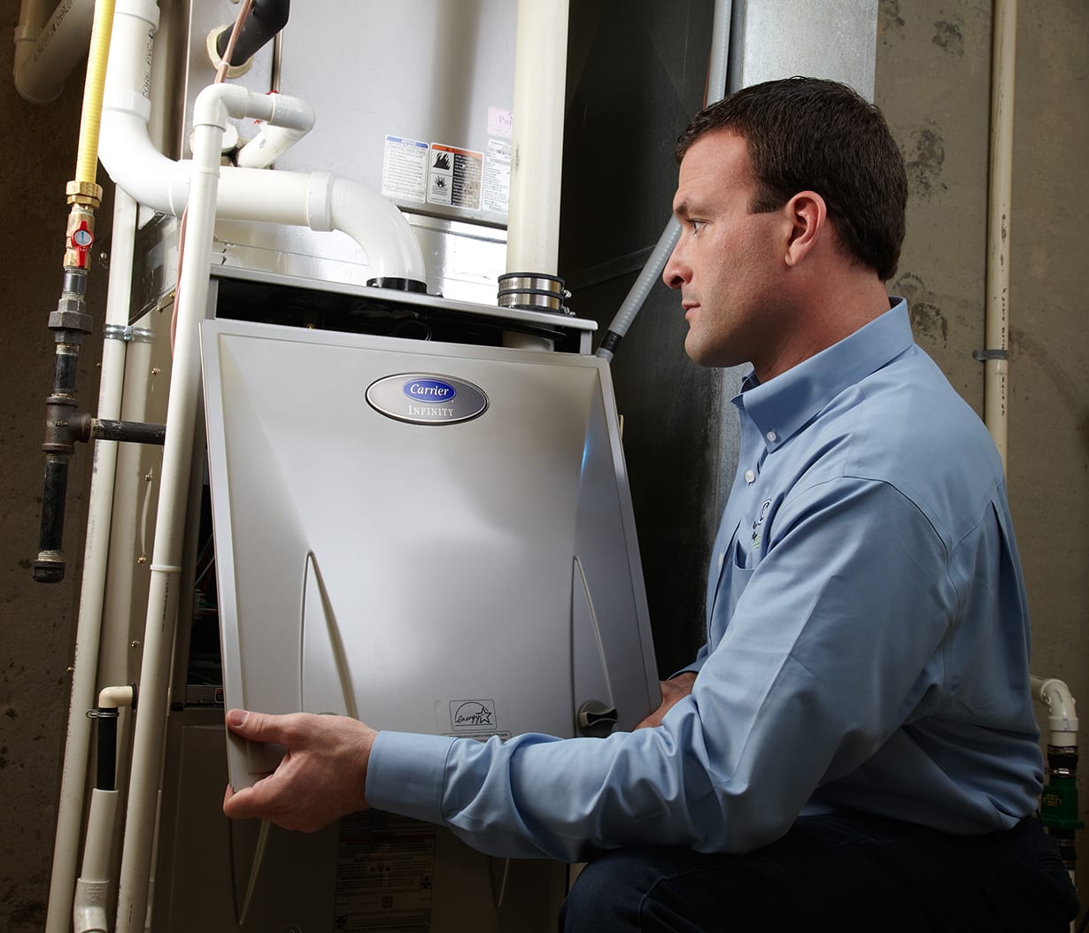 a carrier contractor installs a gas furnace