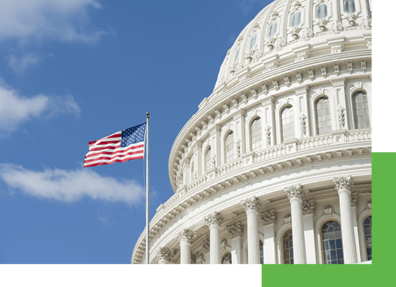 white house with a flag where heat pump tax credit was passed